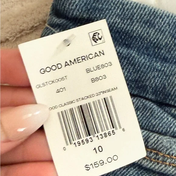 Good American Good Classic Slim Fit Stacked Jeans Blue803 | NWT | Size 10 - Picture 2 of 9